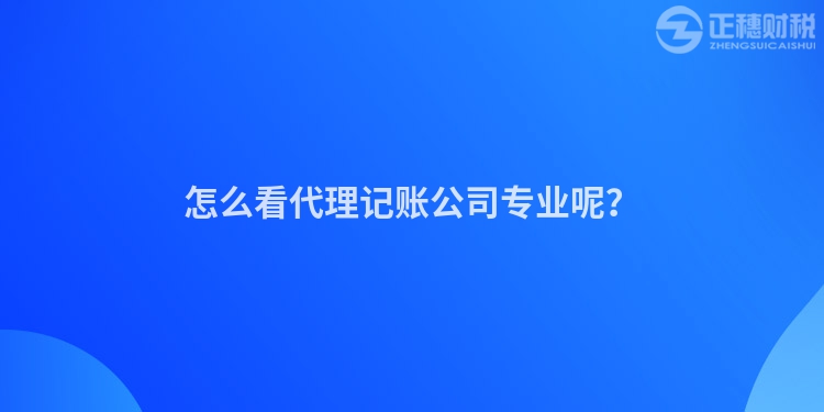 怎么看代理记账公司专业呢？