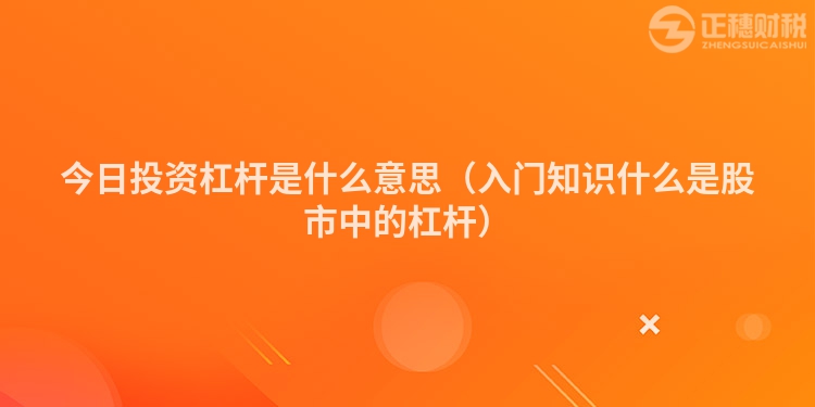 今日投资杠杆是什么意思（入门知识什么是股市中的杠杆）